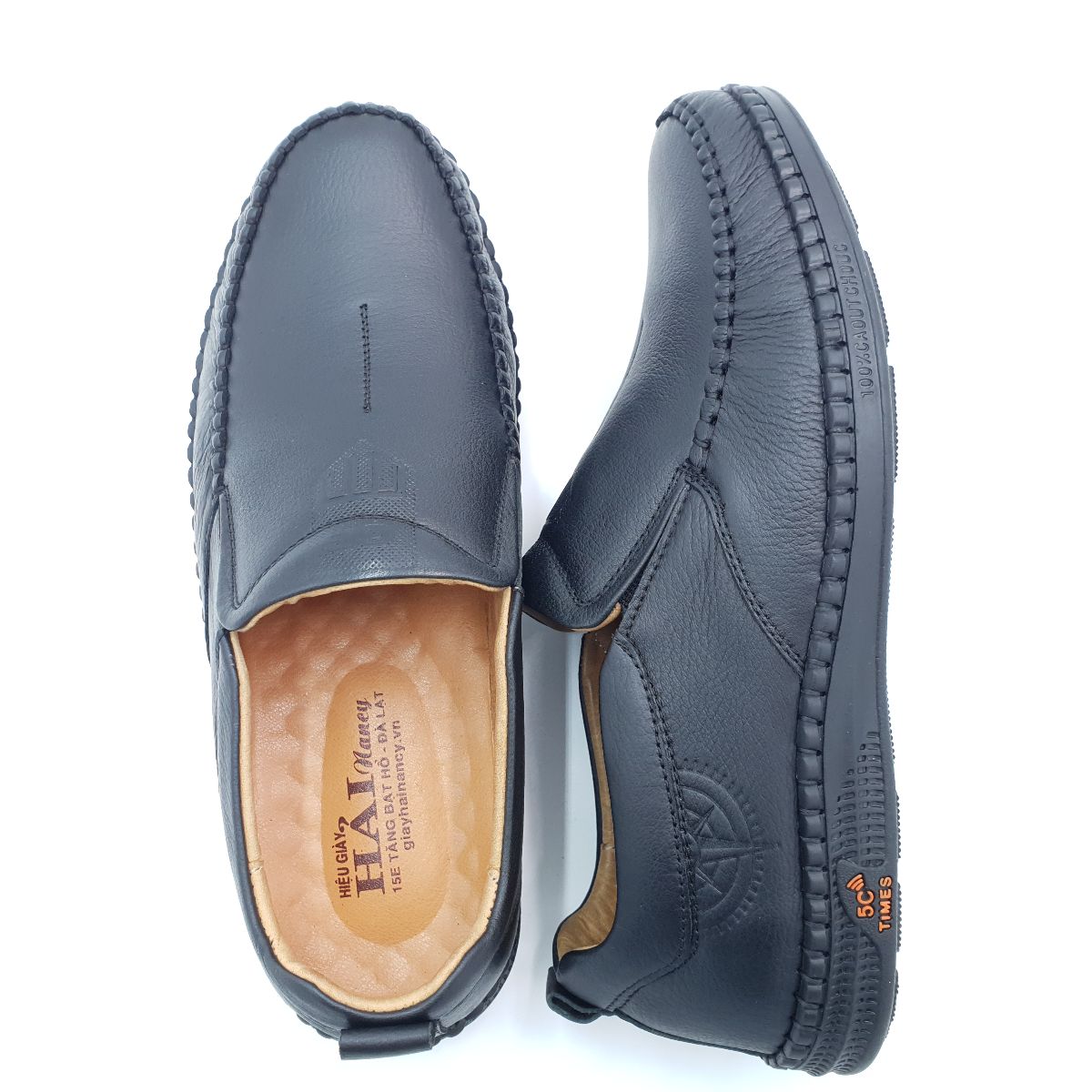 Giày mọi nam mũi vuông Hải Nancy da bò cao cấp IN722D