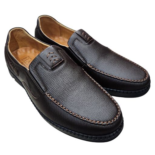 Giày mọi nam xỏ chân Hải Nancy da bò trơn VA356N