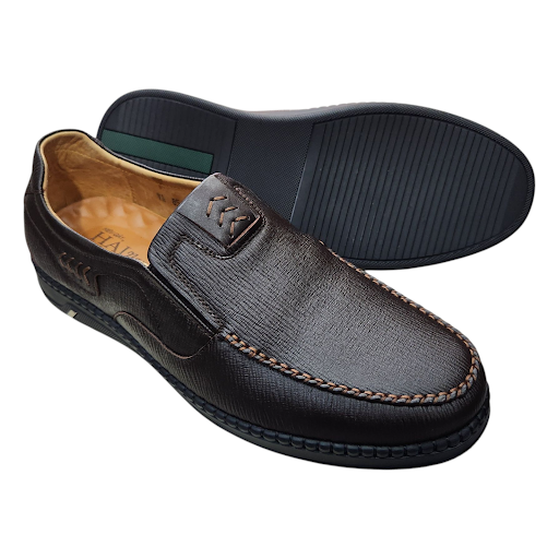 Giày mọi nam xỏ chân Hải Nancy da bò trơn VA356N