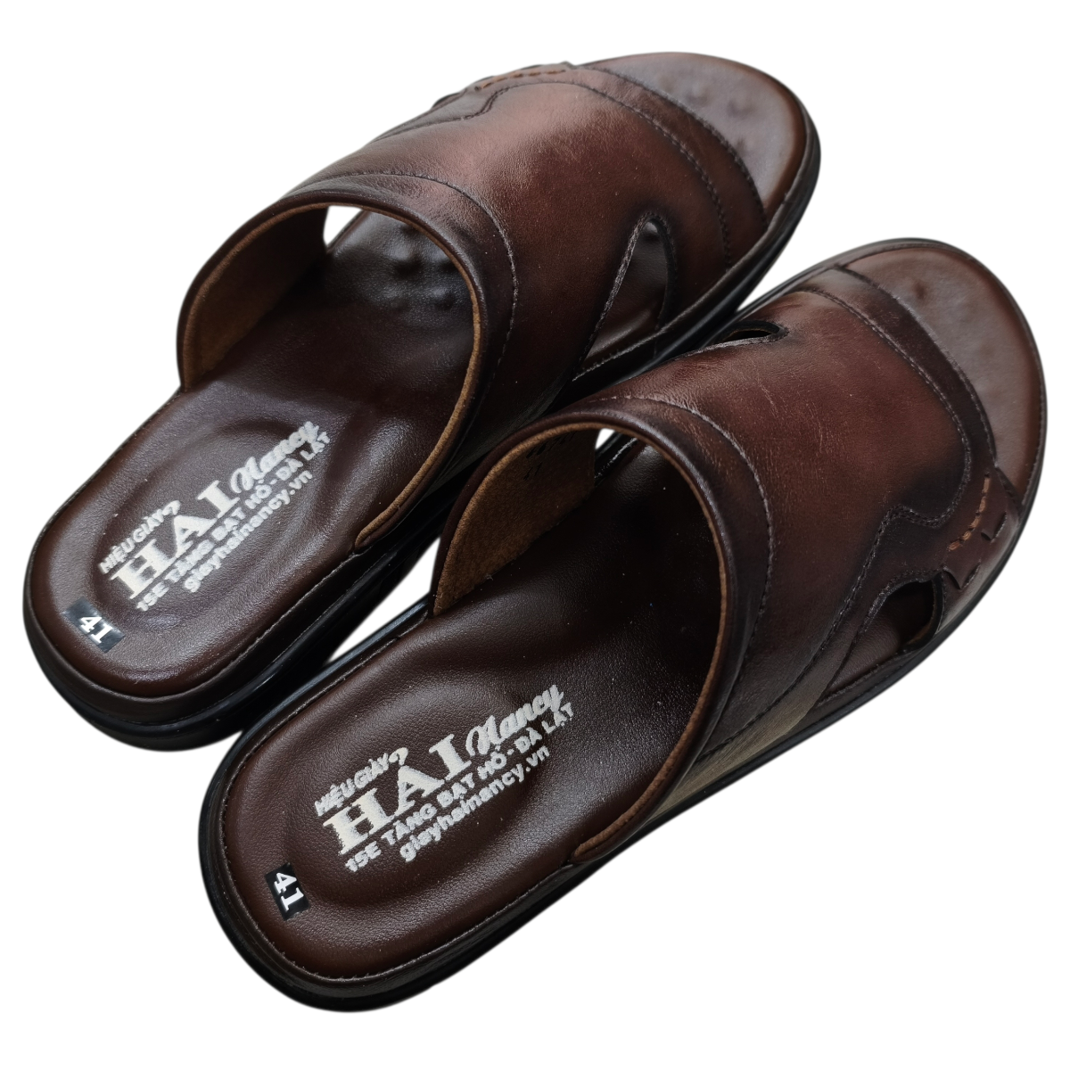 Dép nam quai chéo Hải Nancy da bò cao cấp 46741N