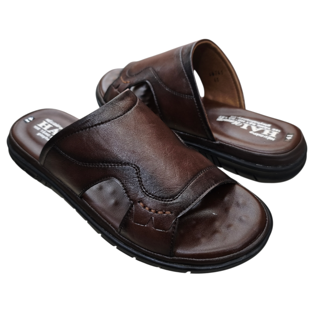 Dép nam quai chéo Hải Nancy da bò cao cấp 46741N