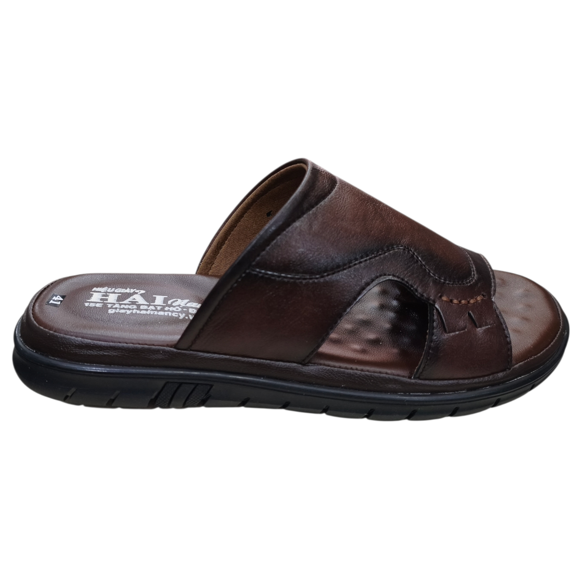 Dép nam quai chéo Hải Nancy da bò cao cấp 46741N