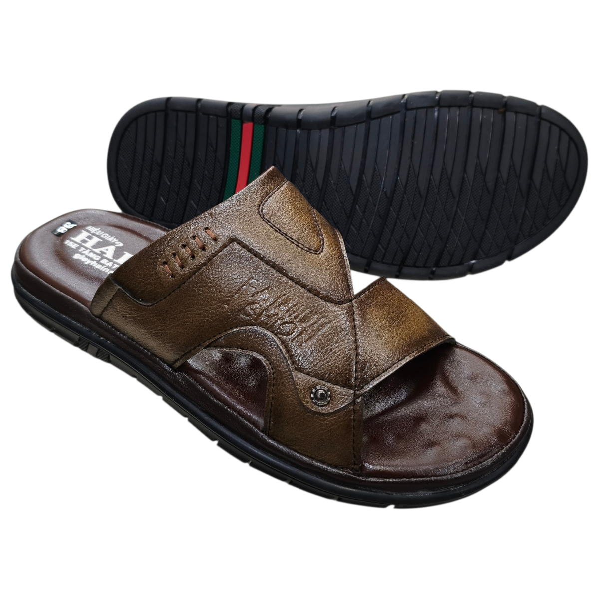 Dép nam quai chéo Hải Nancy da bò cao cấp 46743V