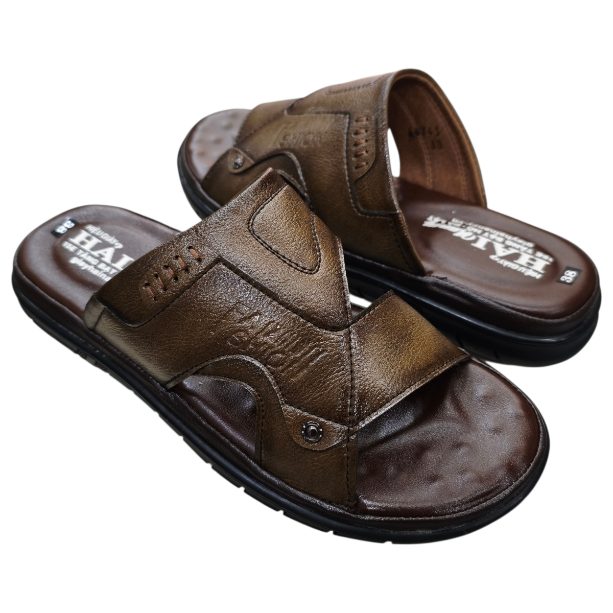 Dép nam quai chéo Hải Nancy da bò cao cấp 46743V