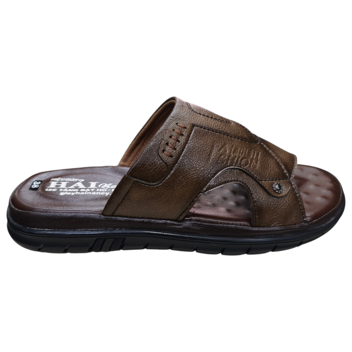 Dép nam quai chéo Hải Nancy da bò cao cấp 46743V