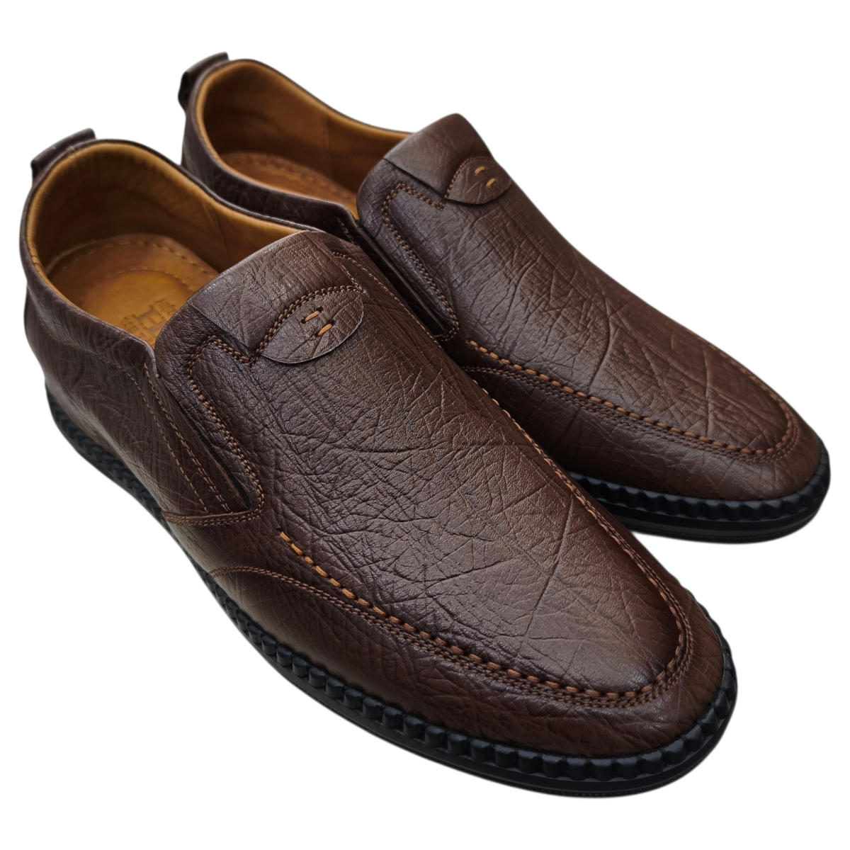 Giày mọi nam tăng chiều cao xỏ chân Hải Nancy da bò cao cấp HH501N