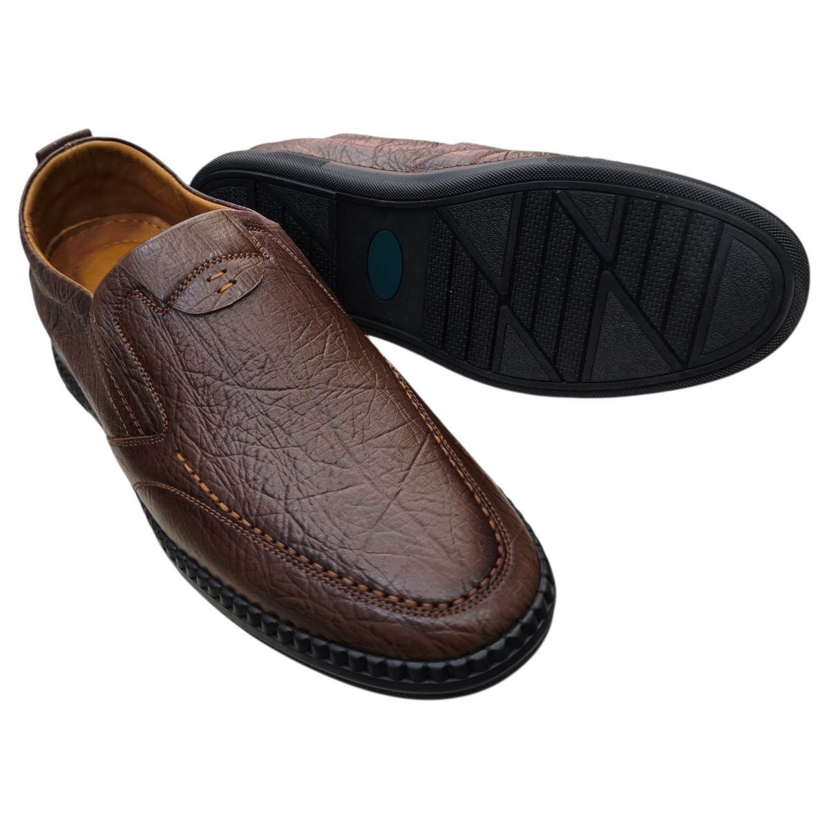 Giày mọi nam tăng chiều cao xỏ chân Hải Nancy da bò cao cấp HH501N