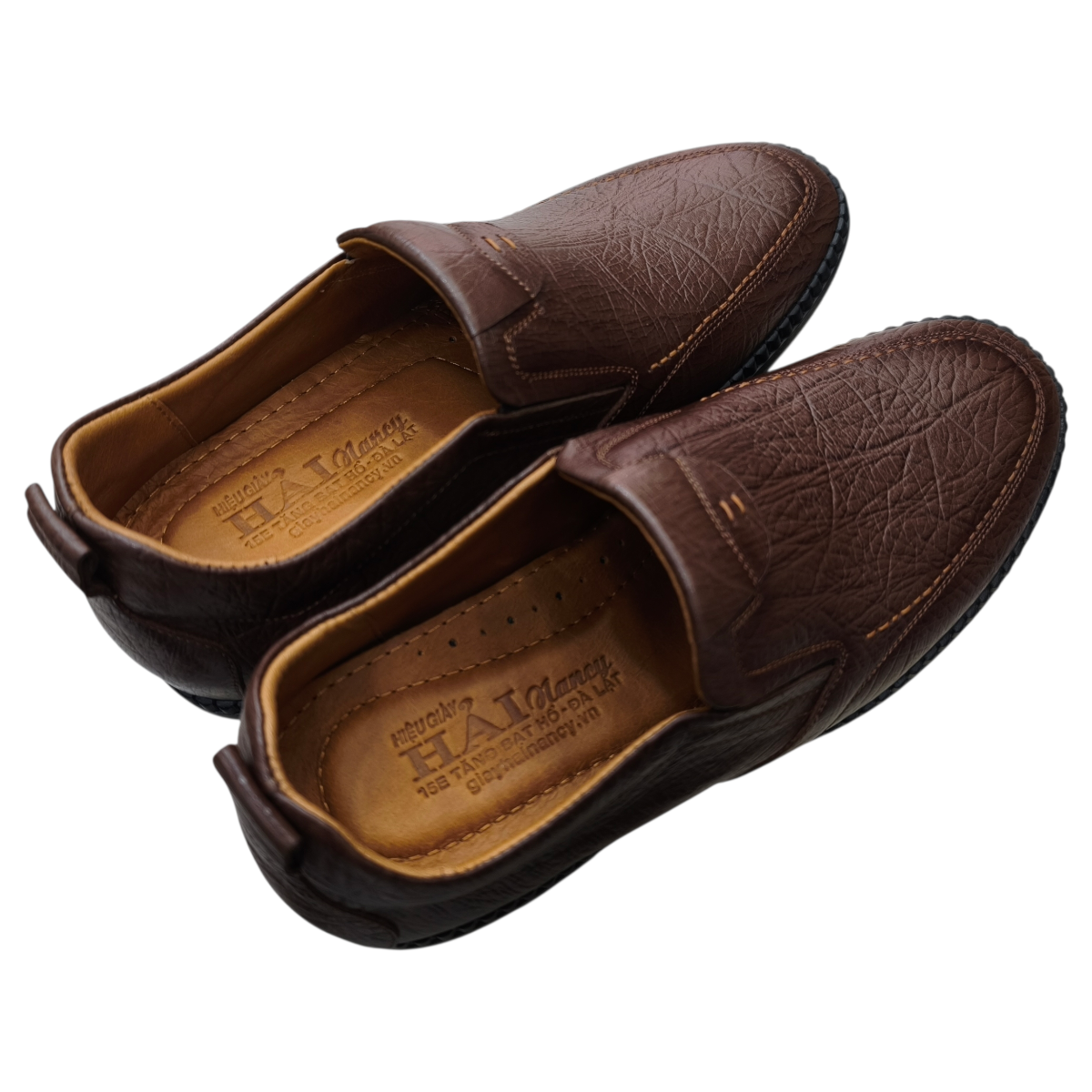 Giày mọi nam tăng chiều cao xỏ chân Hải Nancy da bò cao cấp HH501N