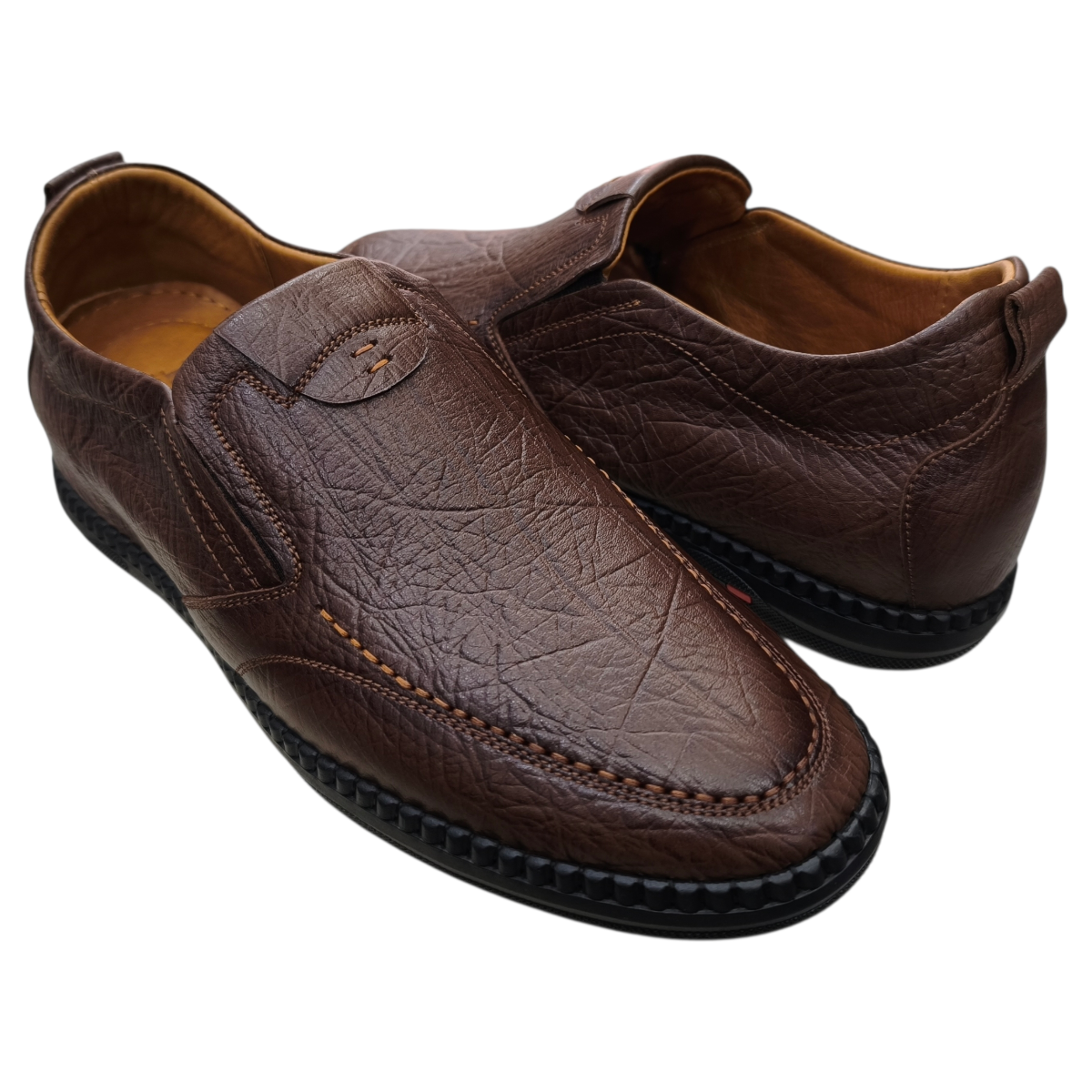 Giày mọi nam tăng chiều cao xỏ chân Hải Nancy da bò cao cấp HH501N