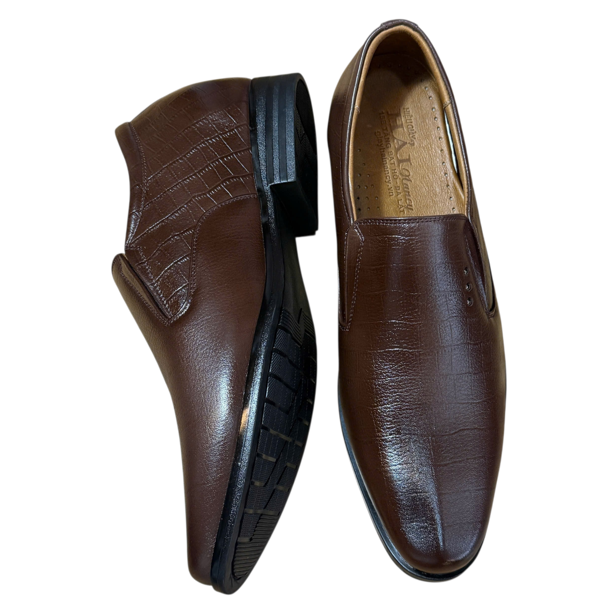 Giày tây nam tăng chiều cao xỏ chân Hải Nancy da bò vân C601N