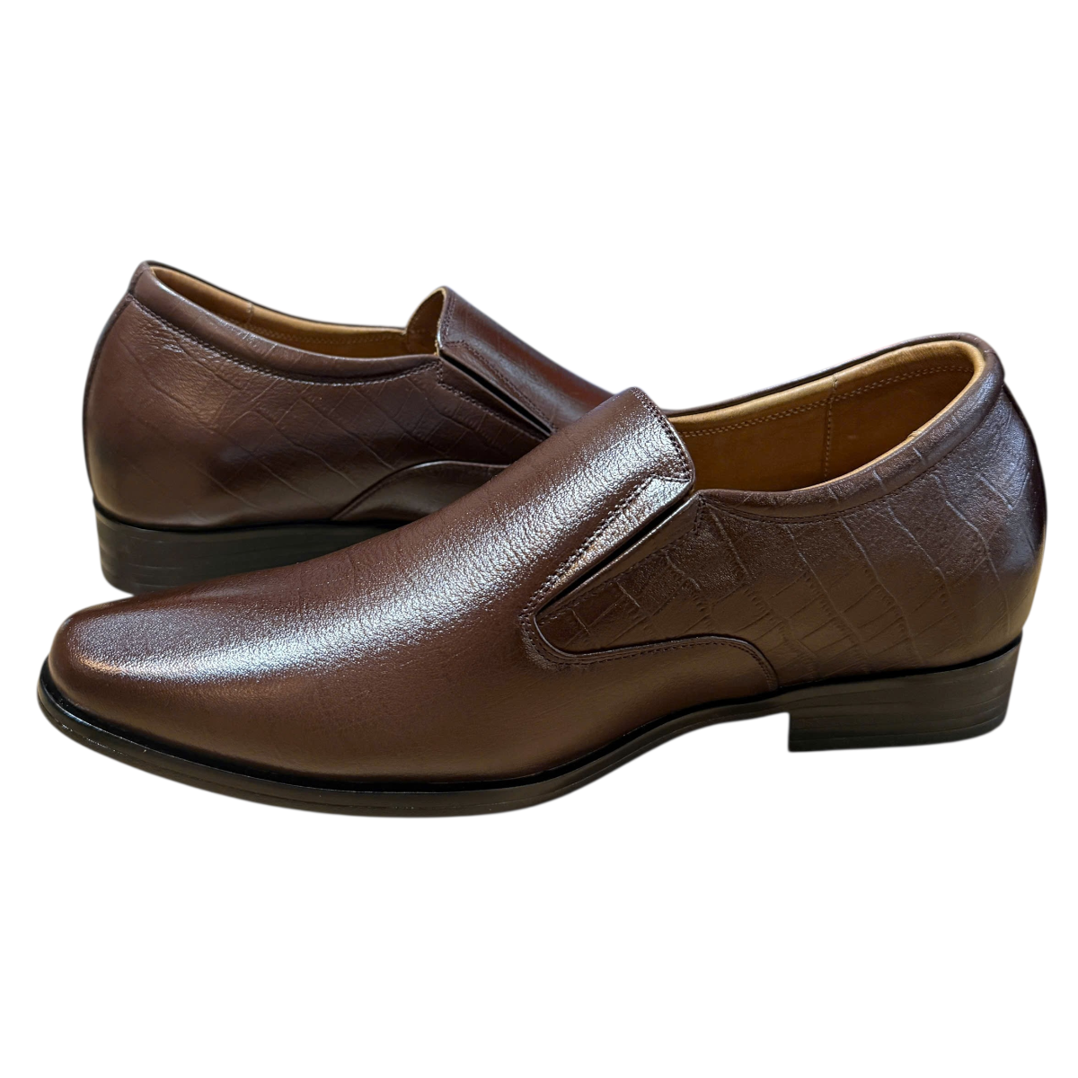 Giày tây nam tăng chiều cao xỏ chân Hải Nancy da bò vân C601N