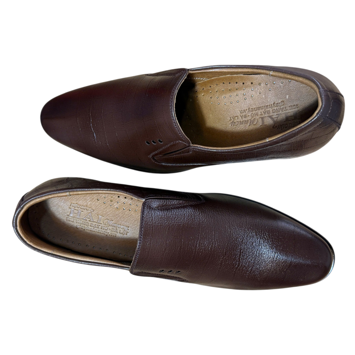 Giày tây nam tăng chiều cao xỏ chân Hải Nancy da bò vân C601N