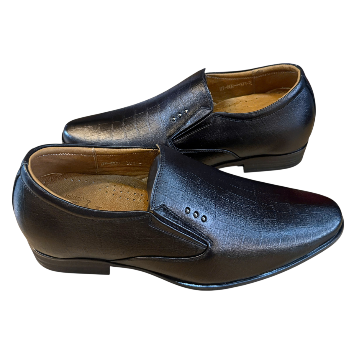 Giày tây nam tăng chiều cao xỏ chân Hải Nancy da bò vân C601D