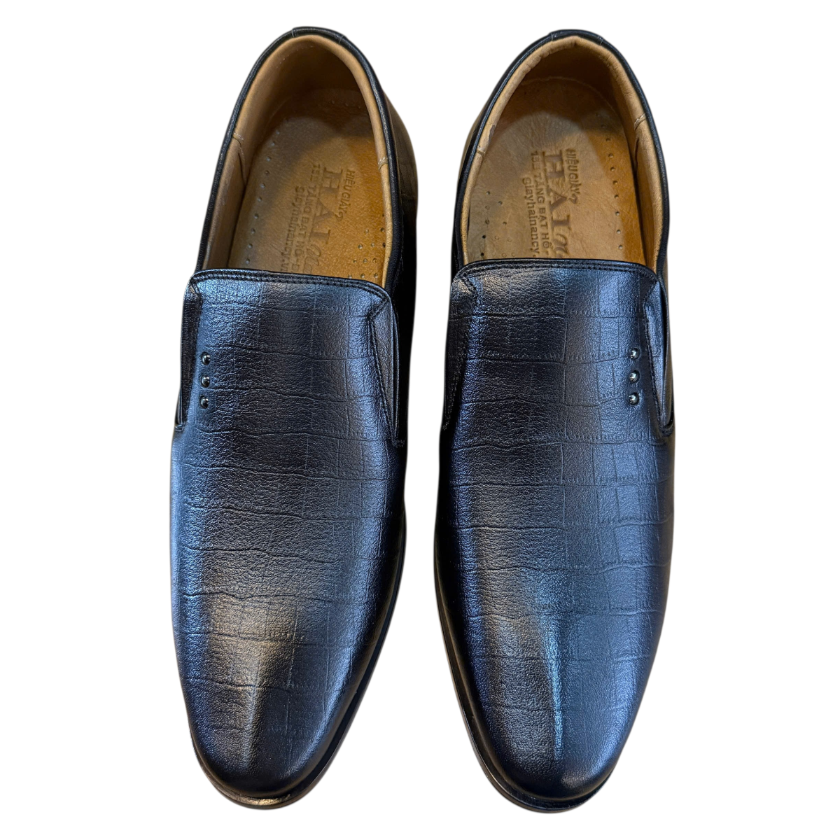 Giày tây nam tăng chiều cao xỏ chân Hải Nancy da bò vân C601D