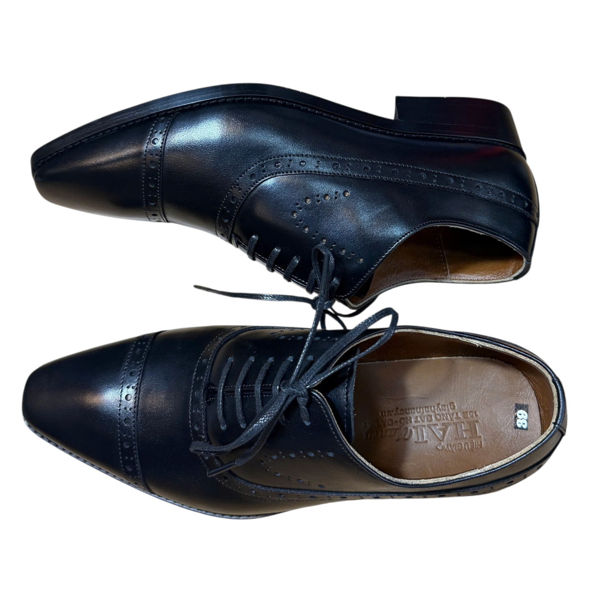 Giày tây nam cột dây Hải Nancy da bò trơn TS2506D