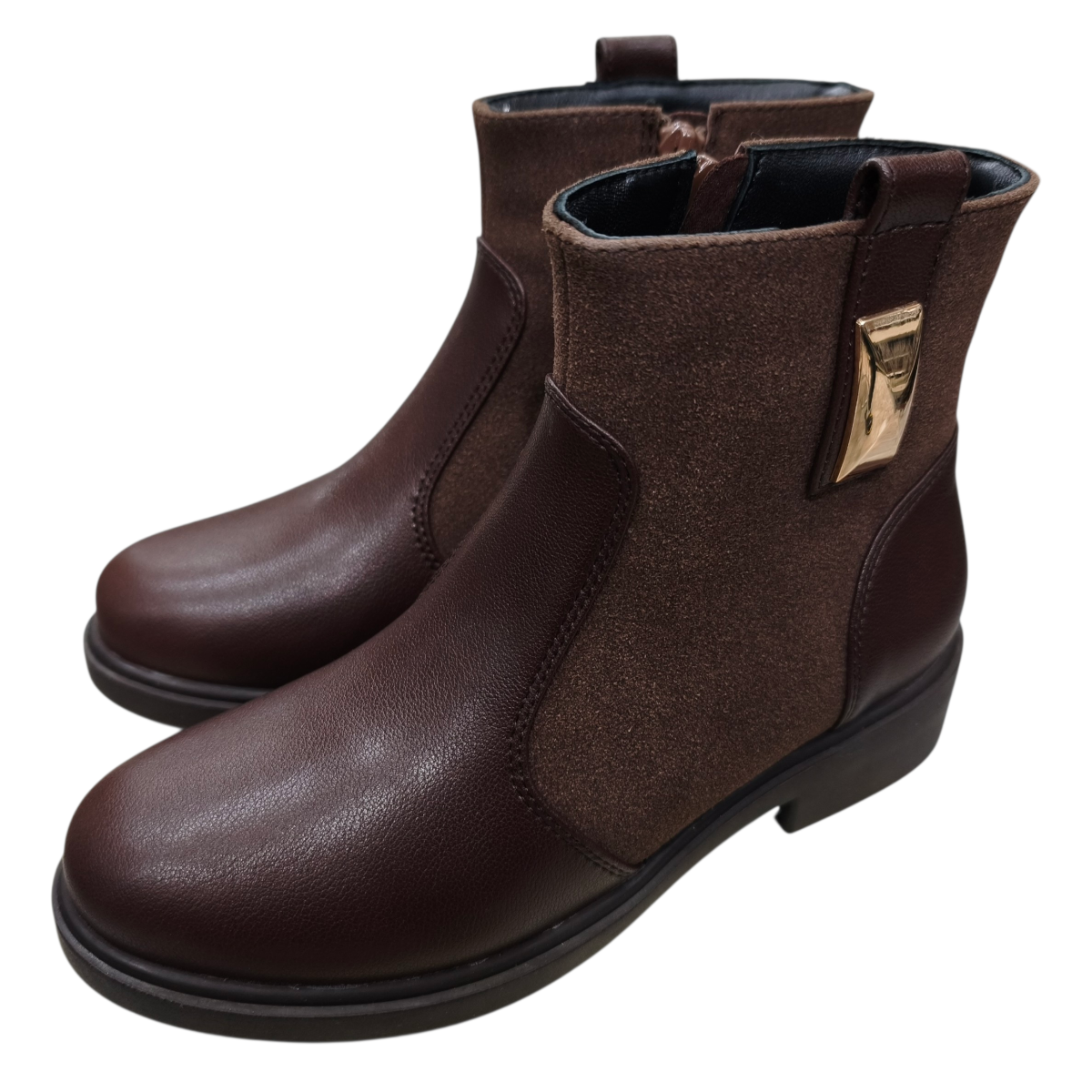 Giày bốt nữ khoá kéo 1 bên Hải Nancy da bò cao cấp DHU929N