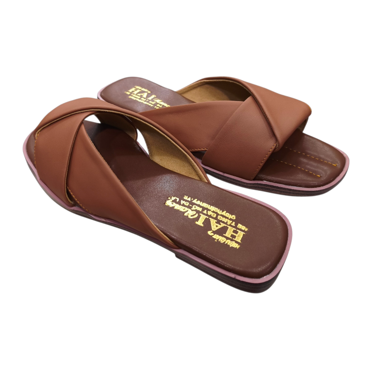 Dép nữ bản nơ Hải Nancy da cừu hạt mềm DH611N