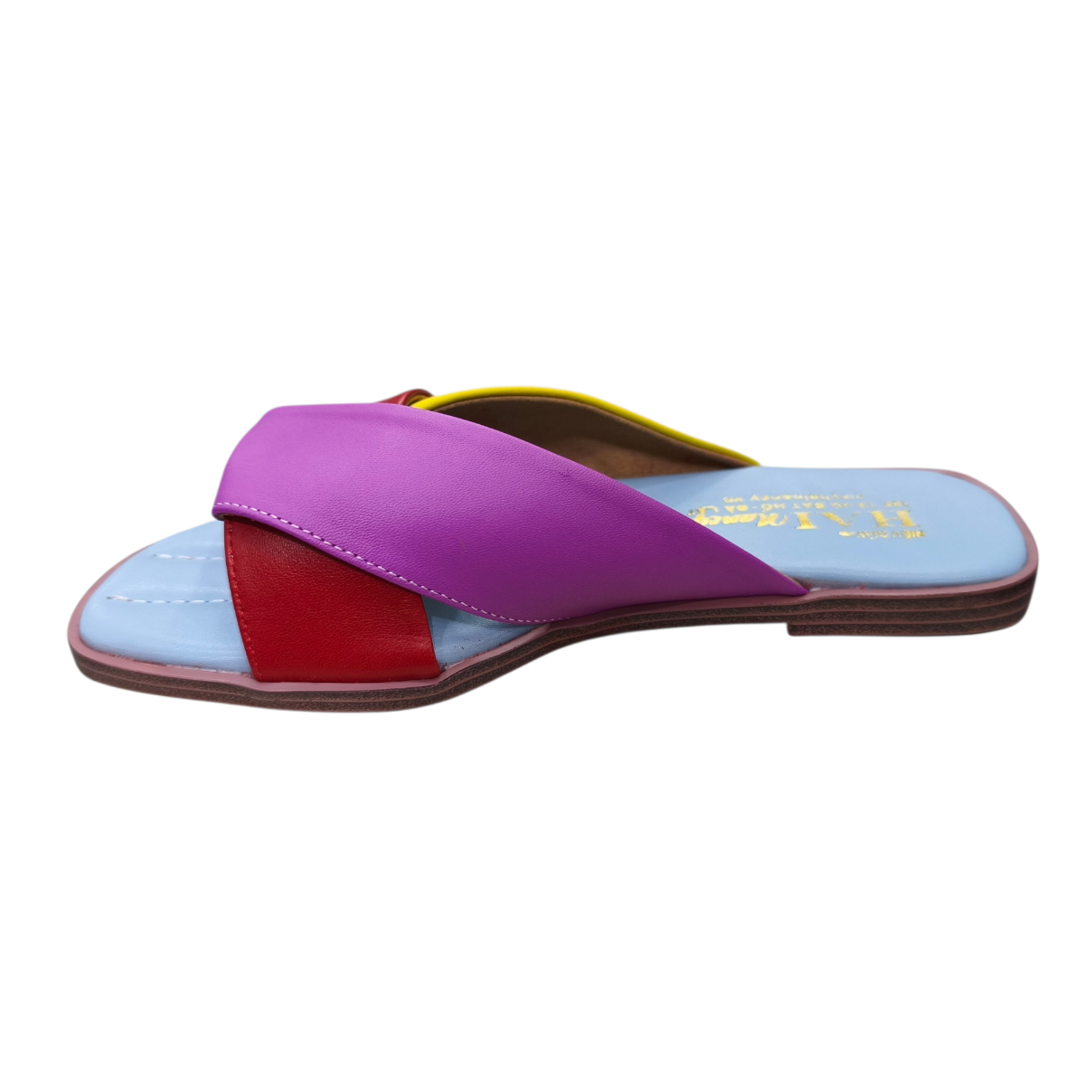 Dép nữ bản nơ Hải Nancy da cừu mix màu DH613X