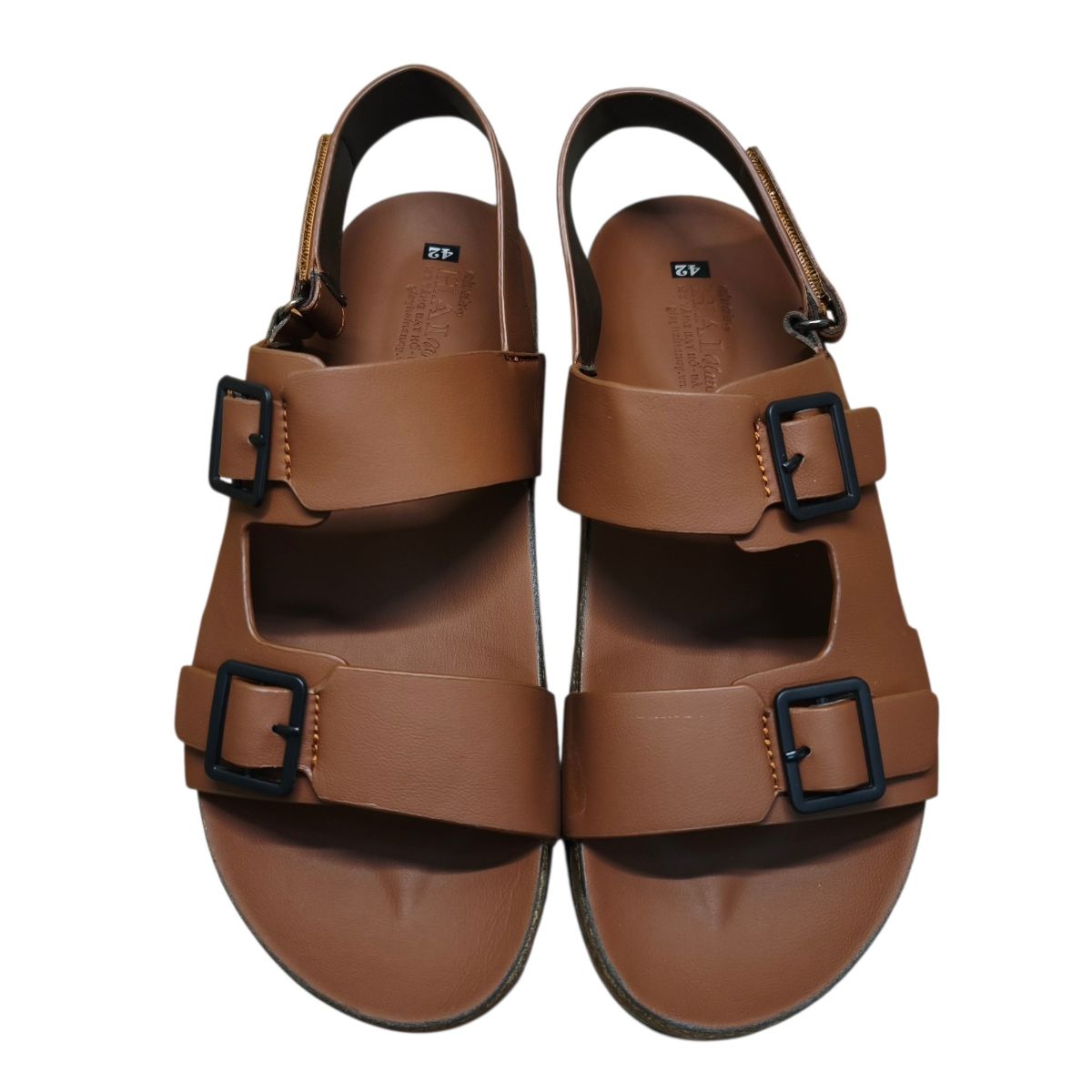 Sandal nam quai chéo Hải Nancy da bò trơn SC02V