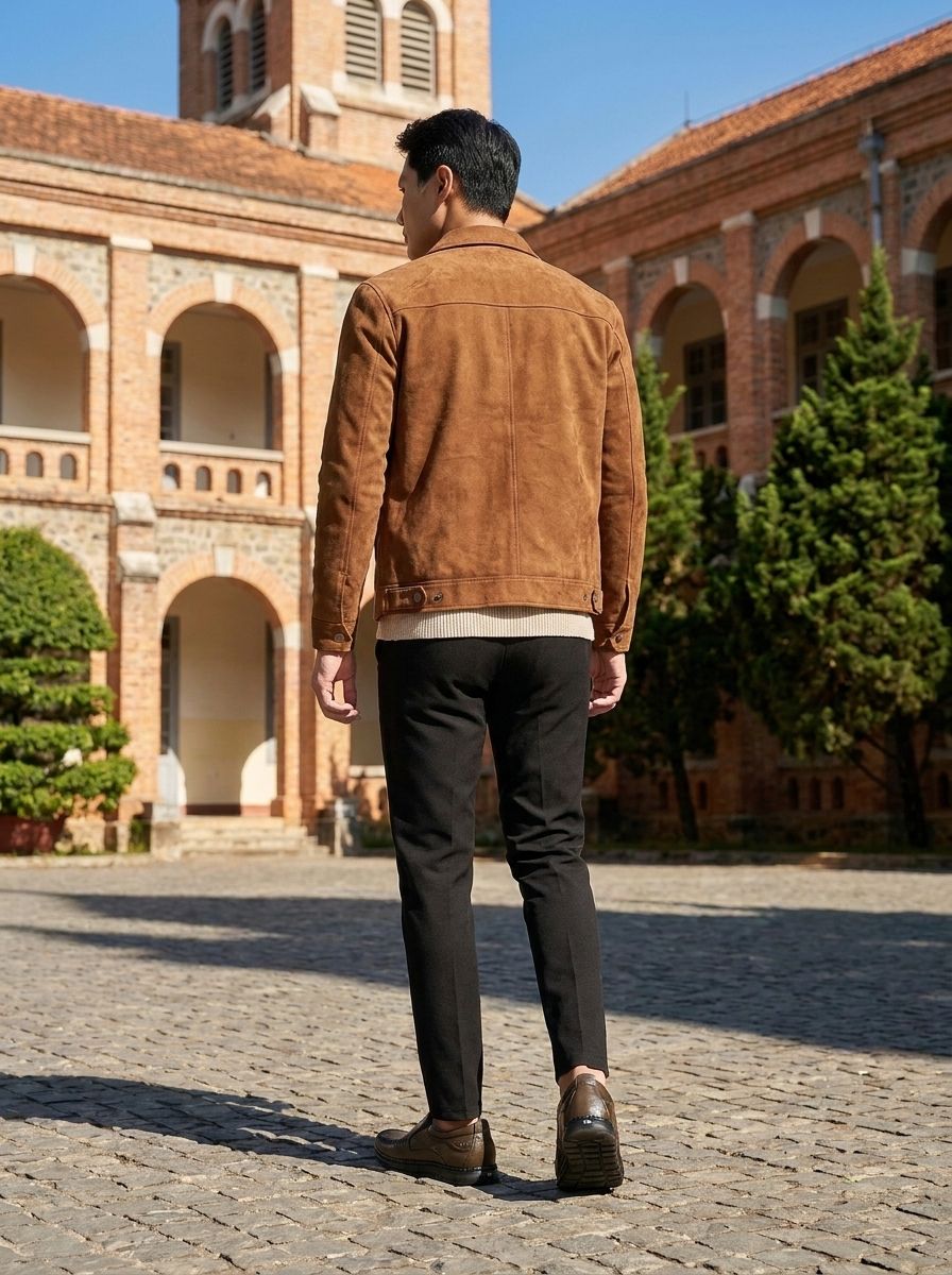 Giày mọi nam tăng chiều cao xỏ chân Hải Nancy da bò cao cấp HV0820R