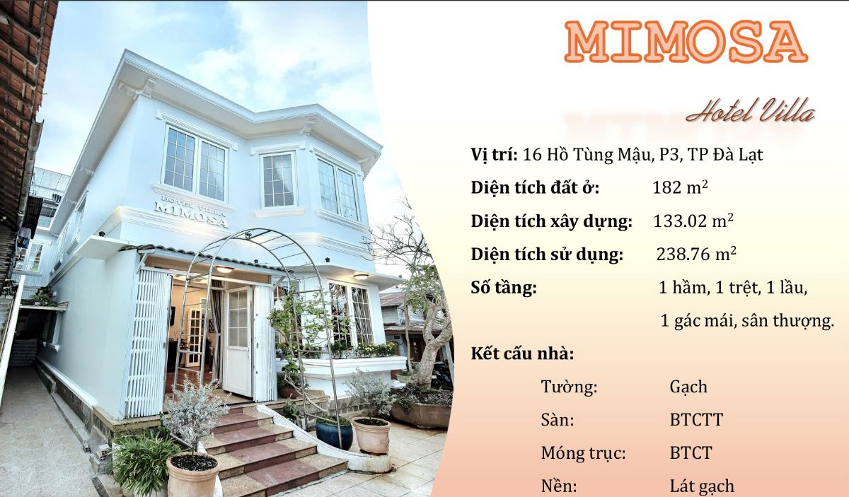 Biệt thự Mặt tiền đường Hồ Tùng Mậu - Giá: 24ty
